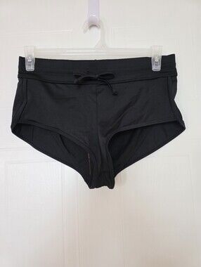 Joe Fresh Full Coverage Swim Boyshorts with Drawstring Waist, Black, Medium